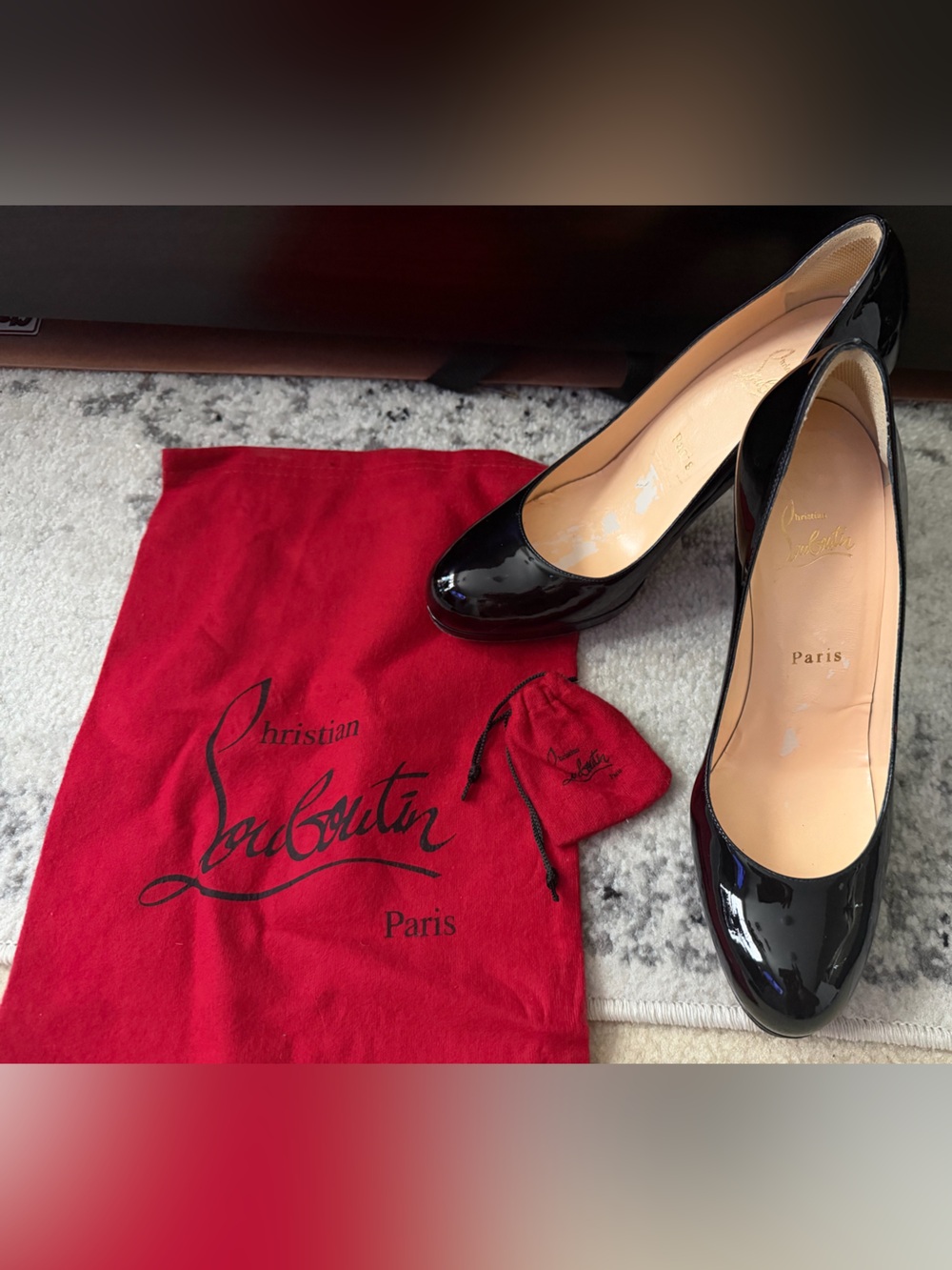 Christian Louboutin Black Patent Leather Round-Toe Flats